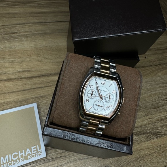 Michael Kors Silver and Gold Chronograph Watch
